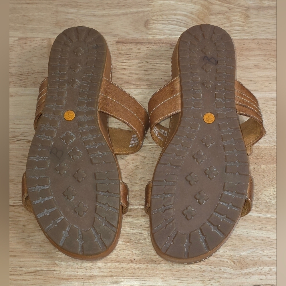 Timberland Ladie's Tan Leather Slide Sandals Size 8 - Picture 5 of 7